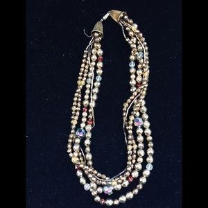 Silvery,Matt gray double strand Necklace